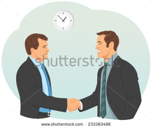 stock-vector-two-smiling-businessman-in-suits-are-handshaking-233383486
