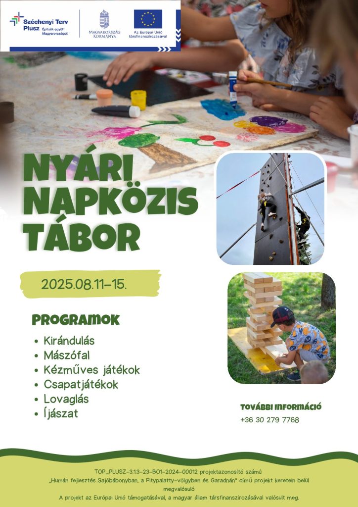Nyári napközis tábor 2025 augusztus 11-15.