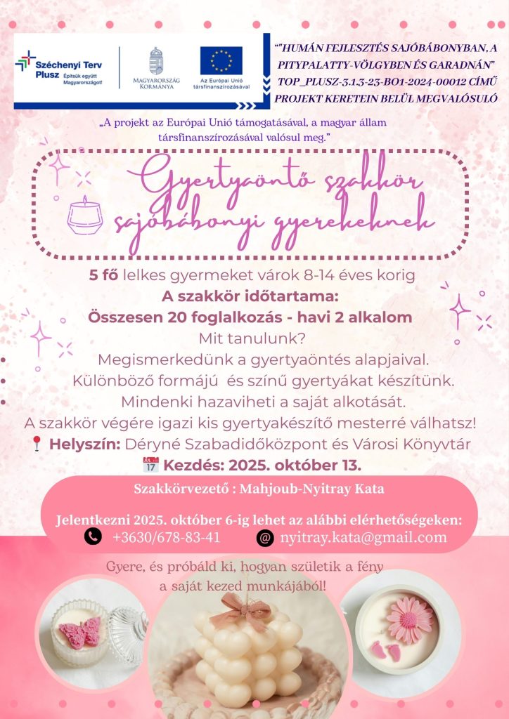 Gyergyaöntő szakkör sajóbábonyi gyerekeknek. Jelentkezni október 6 ig (06306788341)